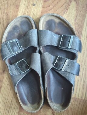 Birkenstock Women’s Brown Leather Two-Strap Arizona Sandals